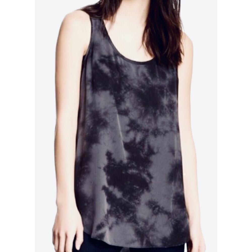 Eilieen Fisher Crystalline Silk Shibori Tank Top Womens Small Sheer panel at top